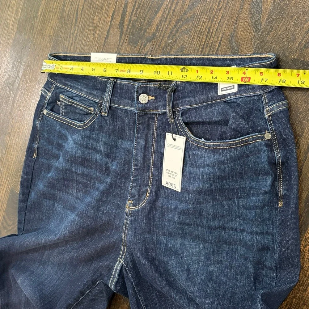 Judy Blue See Ya There Flare Jeans Womens 18W Dark Wash High‎ Waist Raw Hem